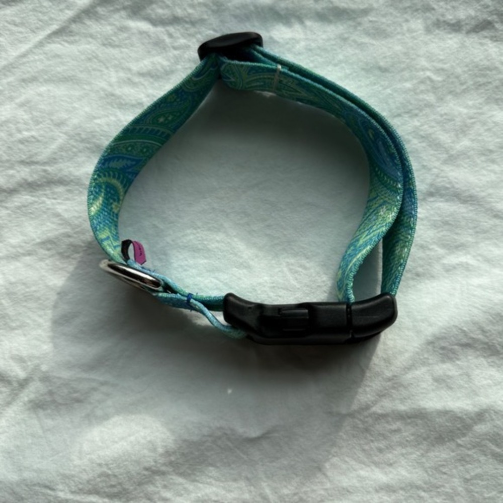 Green‎ and Blue Paisley 1" Wide Dog Collar - Picture 3 of 8